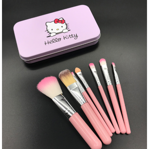 Яскравий набір пензлів для макіяжу Hello Kitty, 7 шт