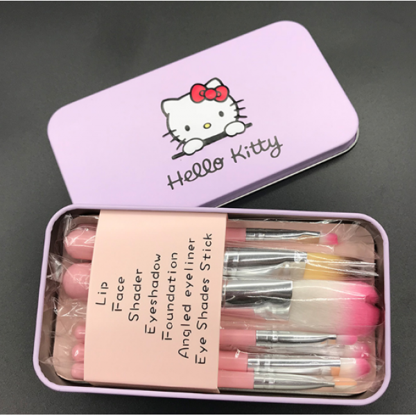 Яскравий набір пензлів для макіяжу Hello Kitty, 7 шт