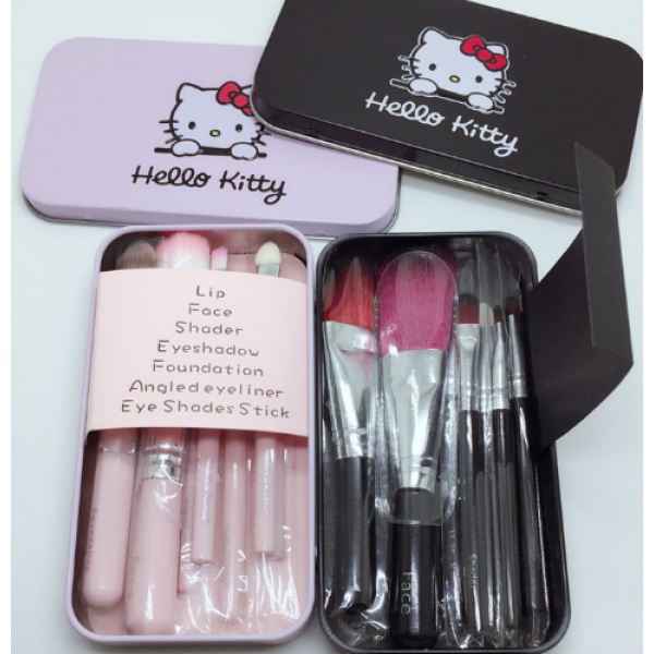 Яскравий набір пензлів для макіяжу Hello Kitty, 7 шт