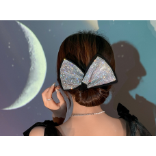 Шпилька-твістер чорна, зі стразами, 1шт