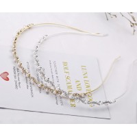 Обруч ніжний, з перлами, "Wedding", срібло та золото