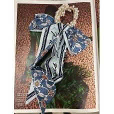 Резинка з перлами та бантом-стрічкою "Blue Paris", резинка бант, резинка зі стрічкою