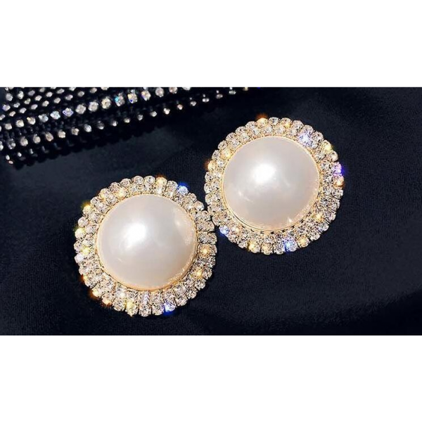 Сережки з перлиною "Queen", золото та срібло