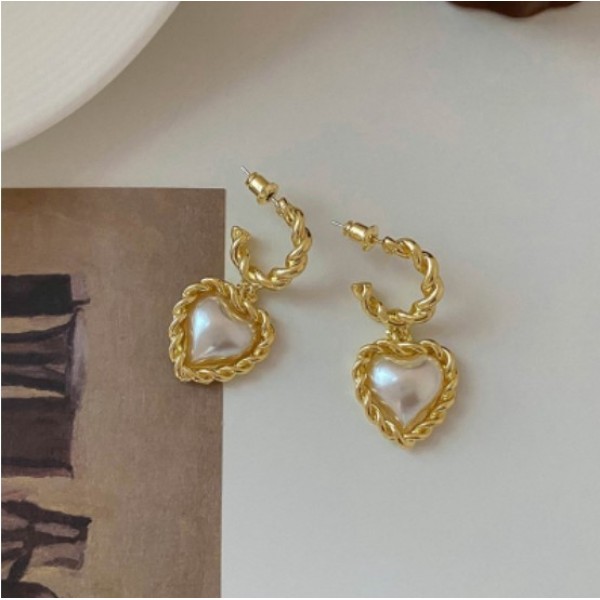 Сережки з перлинами "Pearl Heart", золото