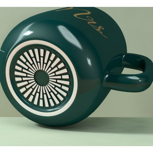 Чашка керамічна темно-зелена з підставкою - підігрівом (до + 55С), "Mister", 350 мл, 1 шт