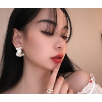 Серьги с жемчужным цветком, золото, 1 шт