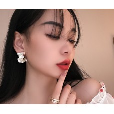 Сережки з перлинною квіткою, золото, 1 шт