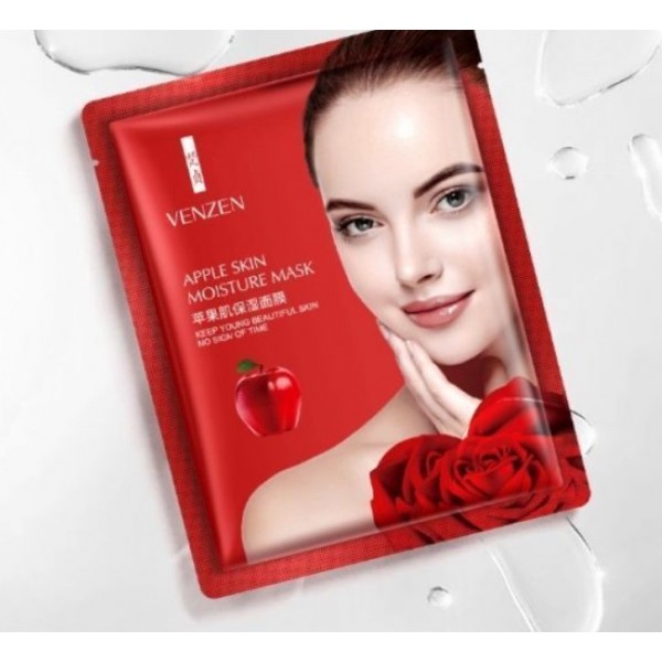 Тканинна маска для обличчя Venzen Apple Skin Moisture Mask з яблучним соком та гіалуроновою кислотою, 1 шт