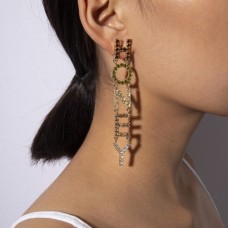 Серьги с камушками "Honey", золото, 1 шт