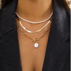 Ланцюжок із перлинами та плетінням, "Pearl Heart", набір із 3 ланцюжків