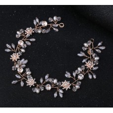 Ободок для волос с цветочным плетением, золото, 1 шт