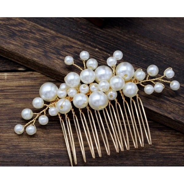 Шпильки для волос с жемчугом, золото, серебро, набор 5 шт