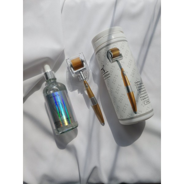 Акційний набір: Мезоролер ZGTS 192 голки + Сироватка відбілююча Venzen Whitening Essence, зволожуюча, 100 мл