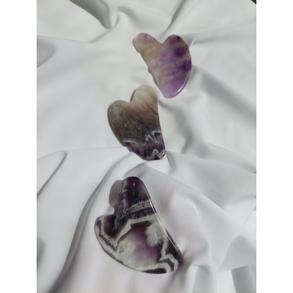 Шкребок Гуаша "Галочка", з аметисту, натуральний масажер Гуаша, аметист, 5,5х8,5 см