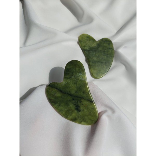 Шкребок ГуаШа Галочка з нефриту, натуральний нефритовий масажер ГуаШа, 5х7,8 см