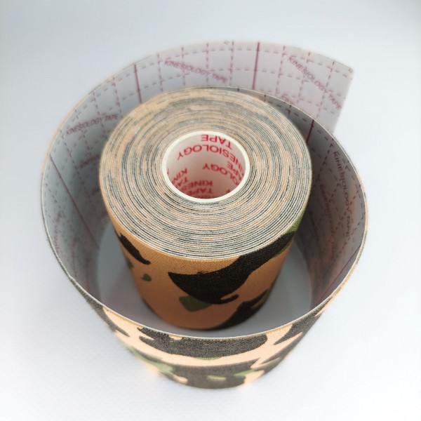 Тейп кінезіо 7,5 см, кінезіологічна стрічка Kinesiology Tape, 7,5 см, мілітарі