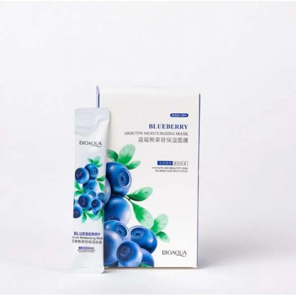Маска для обличчя, зволожуюча Bioaqua Blueberry Arbutin Moisturizing Mask, з арбутином, 4 млх20