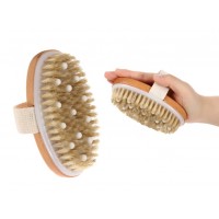 Щітка масажна, овальна, для тіла, з натуральною щетиною та масажерами