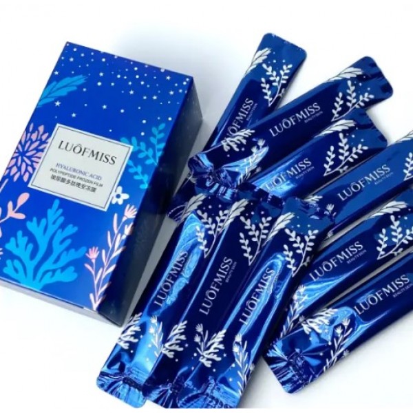 Нічна маска, зволожуюча Luofmiss Hyaluronic Acid Polypeptide Frozen Film, з гіалуроновою кислотою, 4мл х20