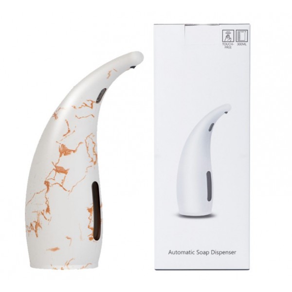 Дозатор сенсорний для мила, автоматичний, диспенсер, білий мрамор, 300 мл
