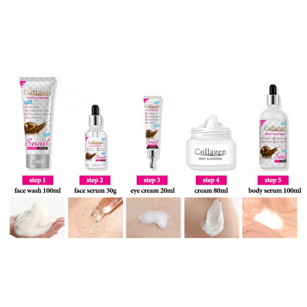 Подарунковий набір з муцином равлика, Collagen Capture Miracle Snail Skin Care, 5 засобів