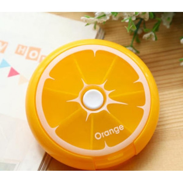 Органайзер круглий для таблеток на 7 відділень Crazy Fruits, кругла компактна таблетка на 7 відділень