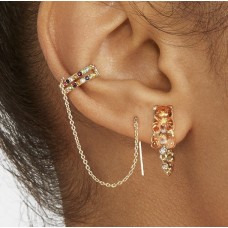 Сережка каффа "Gold Mistery", золото, різні кольори