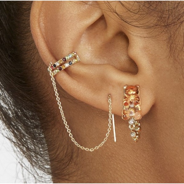 Сережка каффа "Gold Mistery", золото, різні кольори