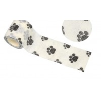Бинт еластичний Coban 5см, білий з чорними лапками, фіксуючий, самозакріплюючий, бинт Кобан, самоклеючий, аутоадгезійний бинт, 5 см х 4,5 м