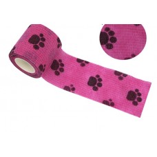 Бинт еластичний Coban 5 см, рожевий з лапками, фіксуючий, самоклеючий, самозакріплюючий, бинт Кобан, аутоадгезійний бинт, 5 см х 4,5 м