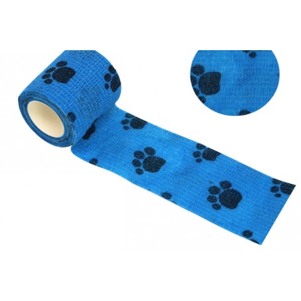 Бинт еластичний Coban 5, синій з лапками, фіксуючий, самозакріплюючий, самоклеючий, бинт Кобан, аутоадгезійний бинт, 5 см х 4,5 м