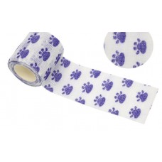 Бинт еластичний Coban 5см, білий з фіолетовими лапками, фіксуючий, самозакріплюючий, бинт Кобан, самоклеючий, аутоадгезійний бинт, 5 см х 4,5 м