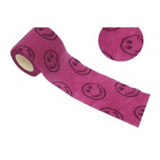 Бинт еластичний Coban 5 см, рожевий смайл, фіксуючий, самозакріплюючий, бинт Кобан, самоклеючий, аутоадгезійний бинт, 5 см х 4,5 м