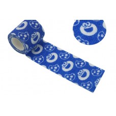 Бинт еластичний Coban 5 см, синій з білим смайлом, фіксуючий самозакріплюючий, бинт Кобан, самоклеючий, аутоадгезійний бинт, 5 см х 4,5 м