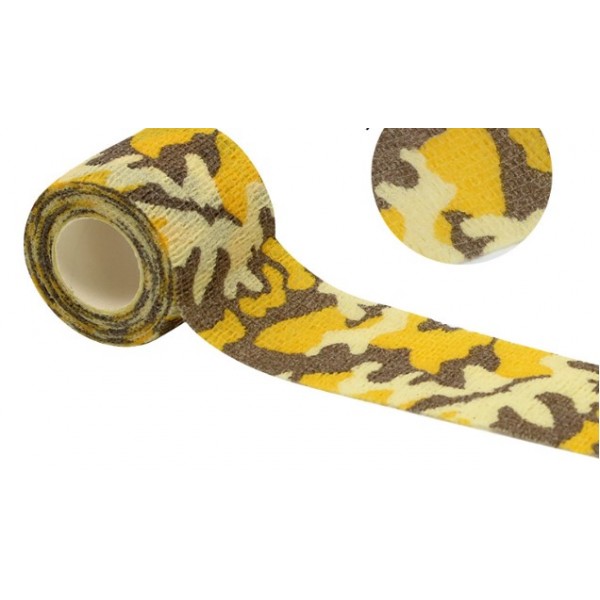 Бинт еластичний Coban 5 см, жовтий камуфляж, фіксуючий самозакріплюючий, бинт Кобан, самоклеючий, аутоадгезійний бинт, 5 см х 4,5 м