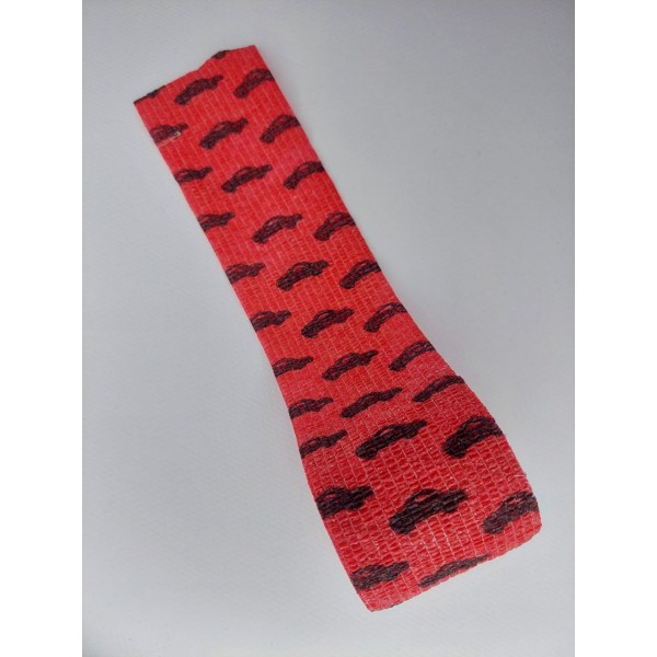 Бинт самоклеящийся эластичный Coban 5 см, красный с машинками, фиксирующий самоскрепляющийся, бинт кобан, аутоадгезийний бинт, 5 см х 4,5 м