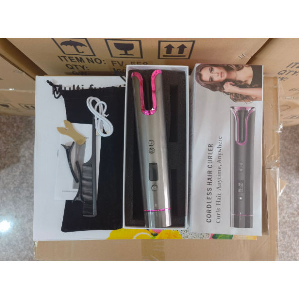 Плойка для волосся, автоматична, бездротова, стайлер для завивання волосся, глянцевий, чорний