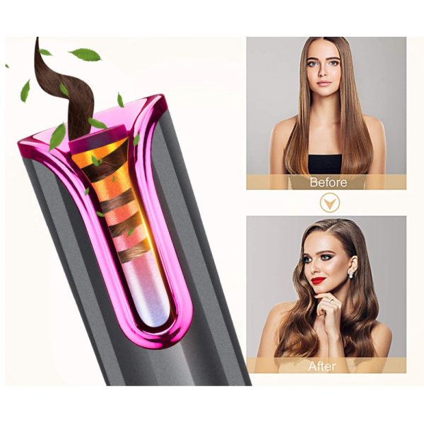 Плойка для волосся, автоматична, стайлер для завивання волосся, глянцевий, чорний