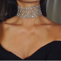 Чокер со стразами "Silver Magic", серебро, 27х10х4 см