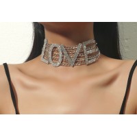 Чокер з літерами "LOVE", срібло, 29х4, 5х13 см