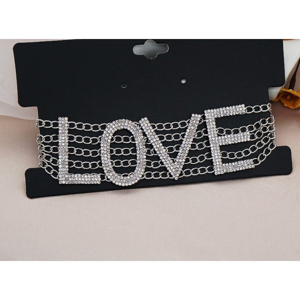 Чокер з літерами "LOVE", срібло, 29х4, 5х13 см