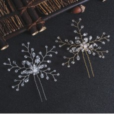 Шпилька для волосся, з квіткою та кристалами, два кольори, 11х12 см, 1 шт