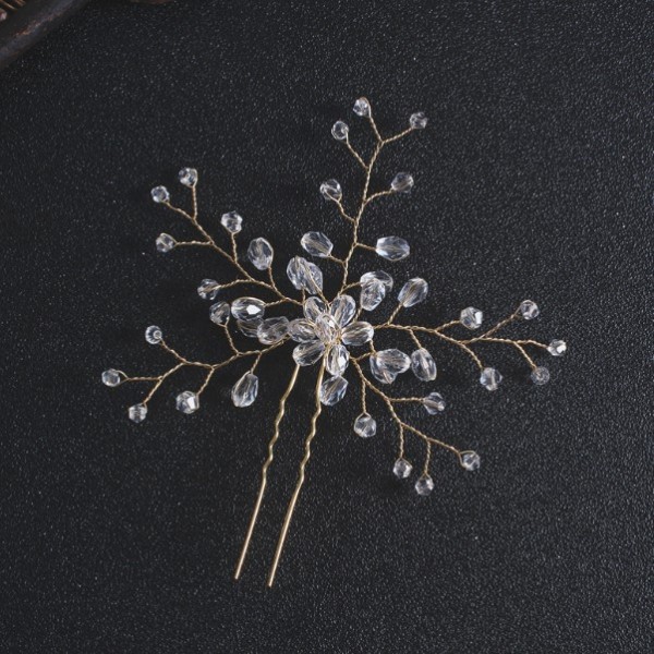 Шпилька для волосся, з квіткою та кристалами, два кольори, 11х12 см, 1 шт