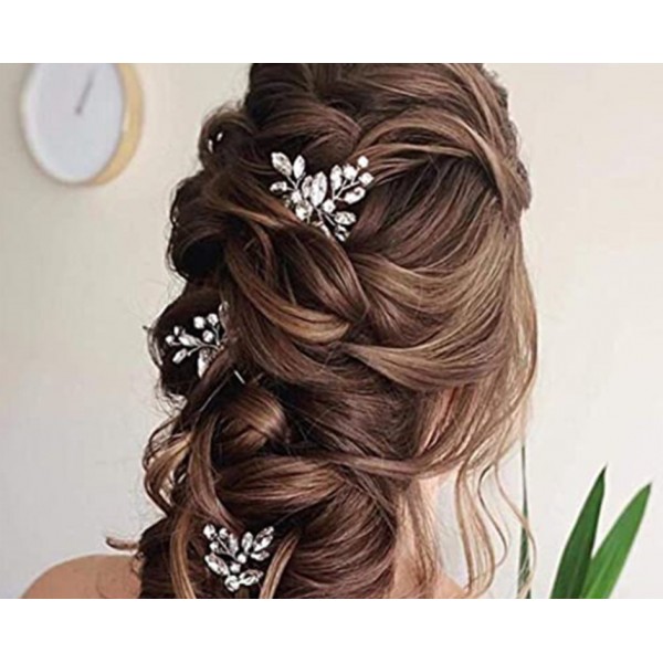 Набір шпильок для волосся, зі стразами, срібло, 1 уп (3 шт)