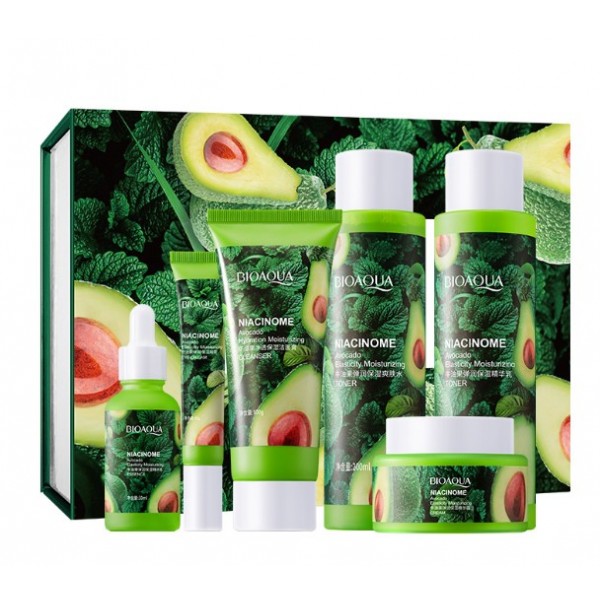Подарунковий набір для обличчя Bioaqua Niacinome Avoсado, з авокадо, 6 засобів