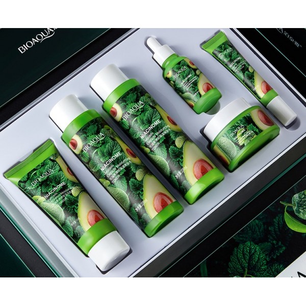 Подарунковий набір для обличчя Bioaqua Niacinome Avoсado, з авокадо, 6 засобів