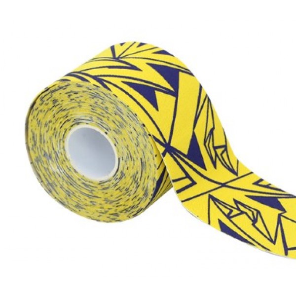 Тейп кінезіо 5 см, Жовта геометрія, кінезіологічна стрічка, Kinesiology Tape, 5 см