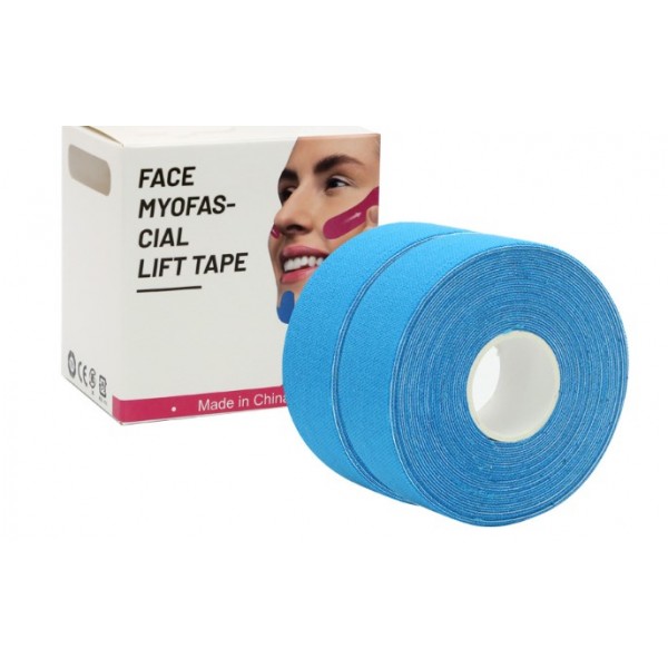 Тейп для обличчя Кінезіо 2,5 см, кінезіологічна стрічка, Kinesiology Tape, 2,5 см, упаковка 2 шт