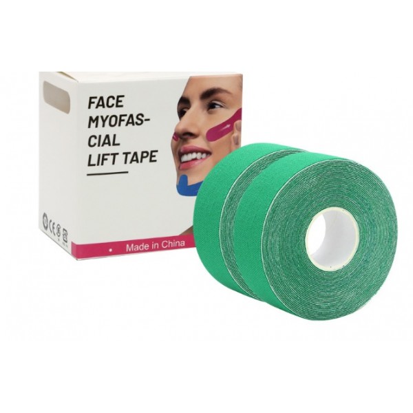 Тейп для обличчя Кінезіо 2,5 см, кінезіологічна стрічка, Kinesiology Tape, 2,5 см, упаковка 2 шт