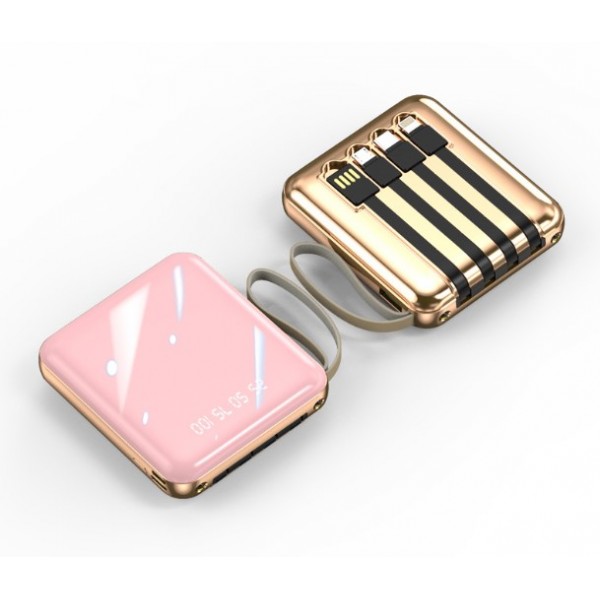 Портативний акумулятор, повербанк "Gold Power", Powerbank на 5000 MaH, на 4 кабелі